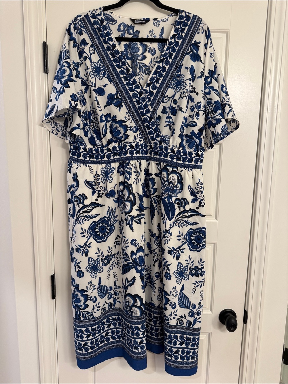 BloomChic Blue and White Floral Midi Dress